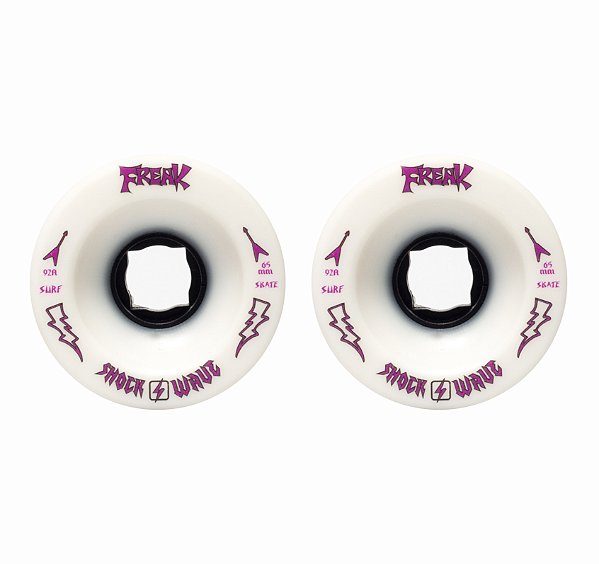 Freak Surfskate  | Par de Rodas  | Modelo: 2 Shock Wave 92A 65mm na cor Branca.