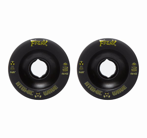 Freak SurfSkate | Par de rodas | Modelo: 2 Atomic Wave 90A 65mm na cor Preta.