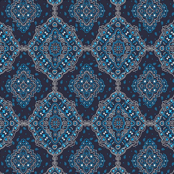 Tecido Microfibra Estampa digital 0.50 cm - Bandana marinho