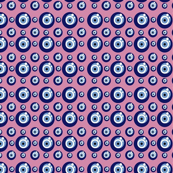 Tecido Microfibra Estampa Digital 0.50 cm - Olho Grego Fundo Pink