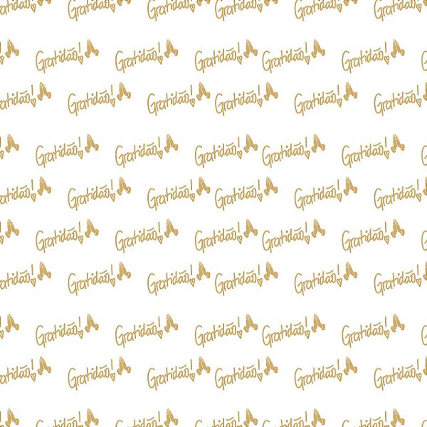 Tecido Microfibra Estampa Digital 0.50 cm - Gratidão Branco com Dourado