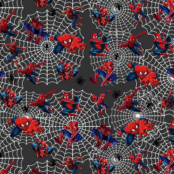 Tecido Microfibra Estampa Digital 0.50 cm - Homem-Aranha Cinza