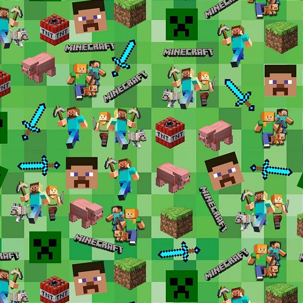Tecido Microfibra Estampa Digital 0.50 cm - Minecraft