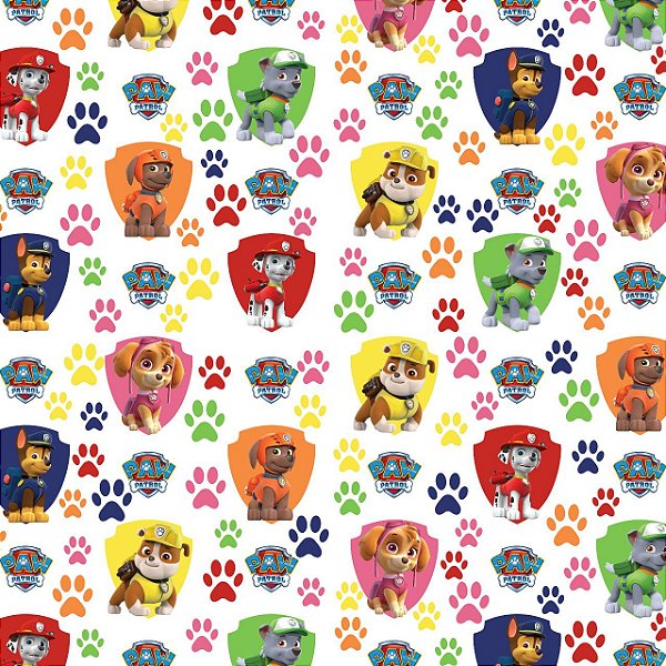 Tecido Microfibra Estampa Digital 0.50 cm - Patrulha Canina Branca