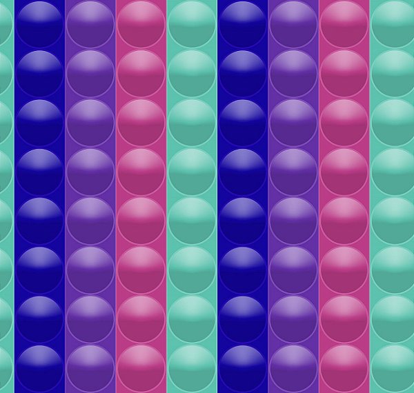 Tecido Microfibra Estampa Digital 0.50 cm - Pop It Azul, Roxo, Rosa e Verde.