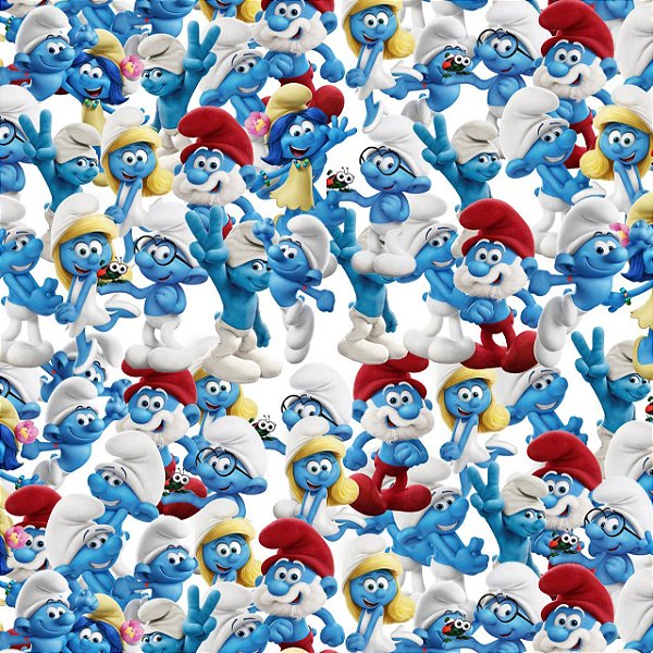 Tecido Microfibra Estampa Digital 0.50 cm - Smurfs