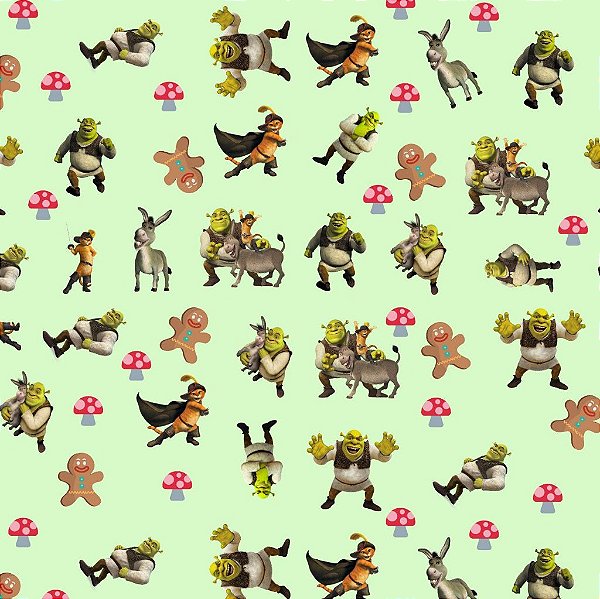 Tecido Gabardine Estampa Digital 5m - Shrek