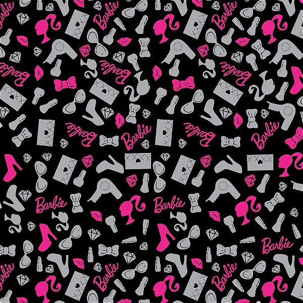 Tecido Oxfordine Estampa Digital 5m - Barbie Fundo Preto