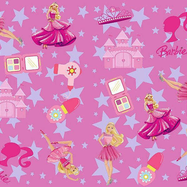 Tecido Oxfordine Estampa Digital 5m - Barbie Fundo Rosa