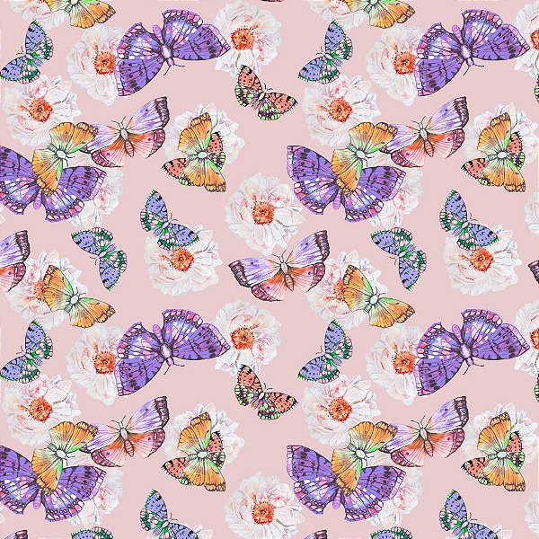 Tecido Oxfordine Estampa Digital 5m - Borboletas