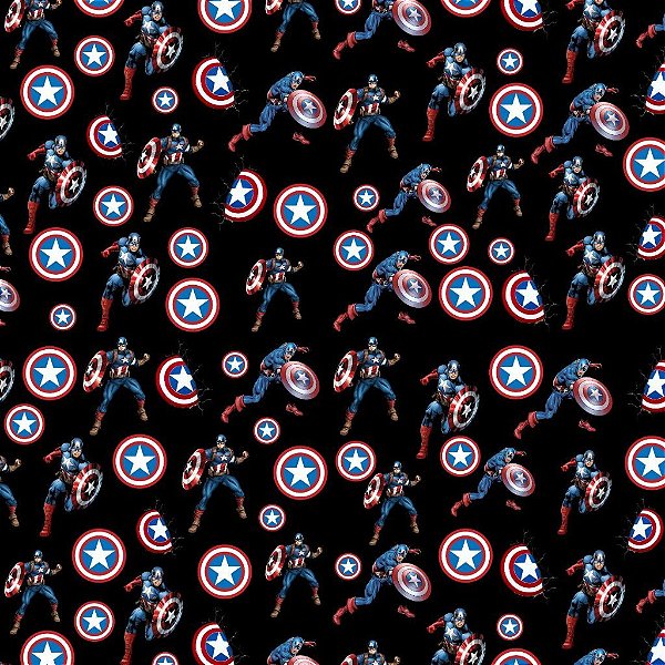 Tecido Oxfordine Estampa Digital 5m - Capitão América 2 Preto