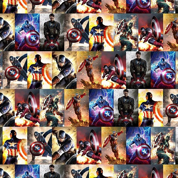 Tecido Oxfordine Estampa Digital 5m - Capitão América 3 Quadradinho