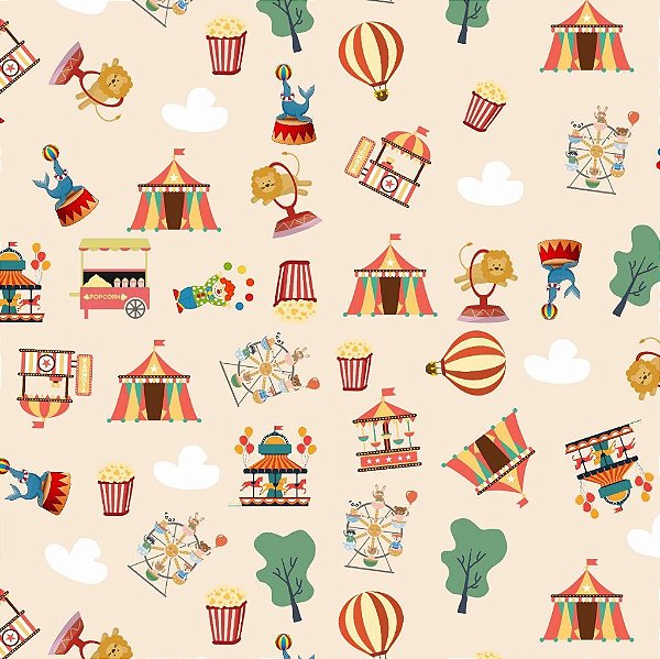 Tecido Oxfordine Estampa Digital 5m - Circo 2