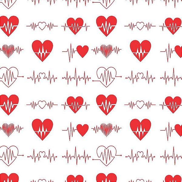 Tecido Oxfordine Estampa Digital 5m - Corações Medicina