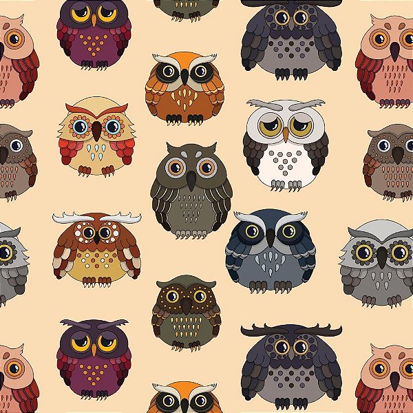 Tecido Oxfordine Estampa Digital 5m - Corujas