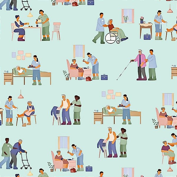 Tecido Oxfordine Estampa Digital 5m - Cuidador de Idoso