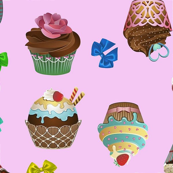 Tecido Oxfordine Estampa Digital 5m - Cupcake