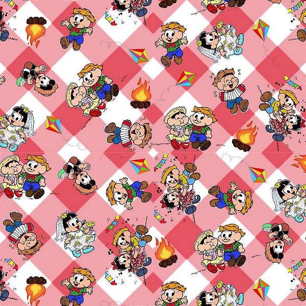 Tecido Oxfordine Estampa Digital 5m - Festa Junina da Mônica 2