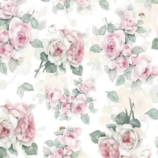 Tecido Oxfordine Estampa Digital 5m - Flor Rosa