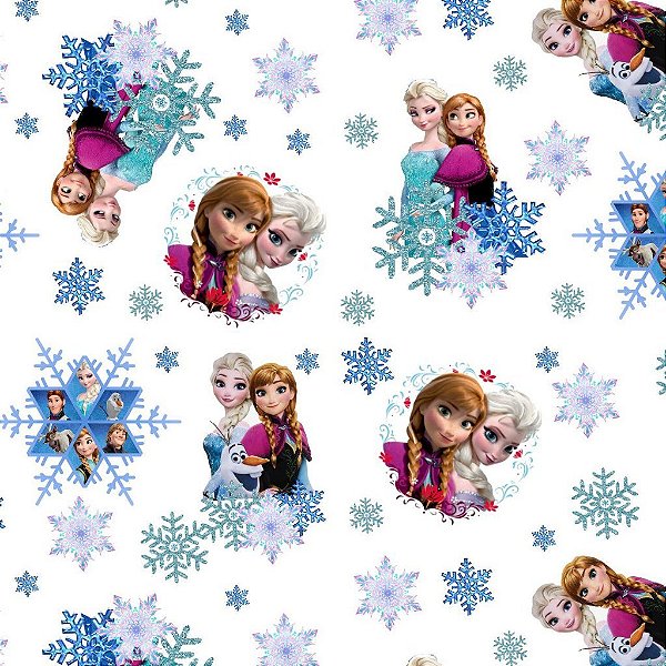 Tecido Oxfordine Estampa Digital 5m - Frozen Branca