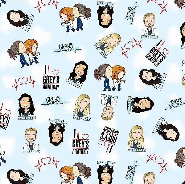 Tecido Oxfordine Estampa Digital 5m - Grey Azul