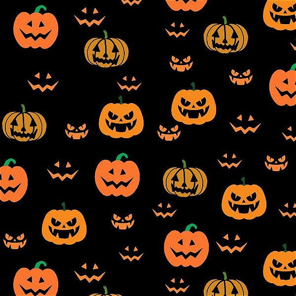 Tecido Oxfordine Estampa Digital 5m - Halloween Fundo Preto Abóboras