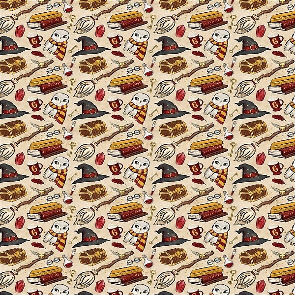 Tecido Oxfordine Estampa Digital 5m - Harry Potter Bege