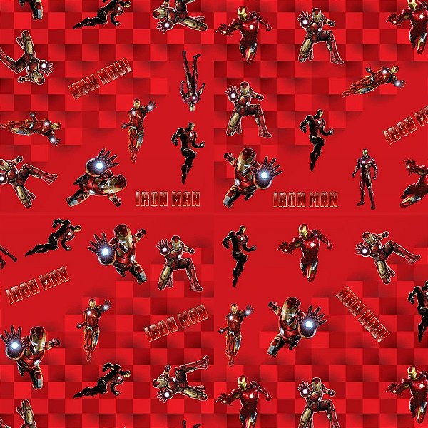 Tecido Oxfordine Estampa Digital 5m - Homem de Ferro Fundo Vermelho