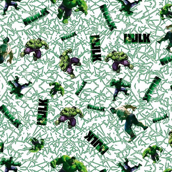 Tecido Oxfordine Estampa Digital 5m - Hulk fundo Branco