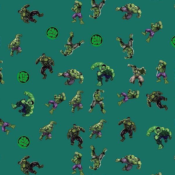 Tecido Oxfordine Estampa Digital 5m - Hulk fundo Verde