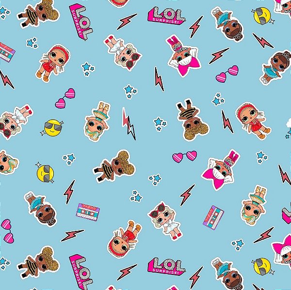 Tecido Oxfordine Estampa Digital 5m - Lol Surprise Fundo Azul