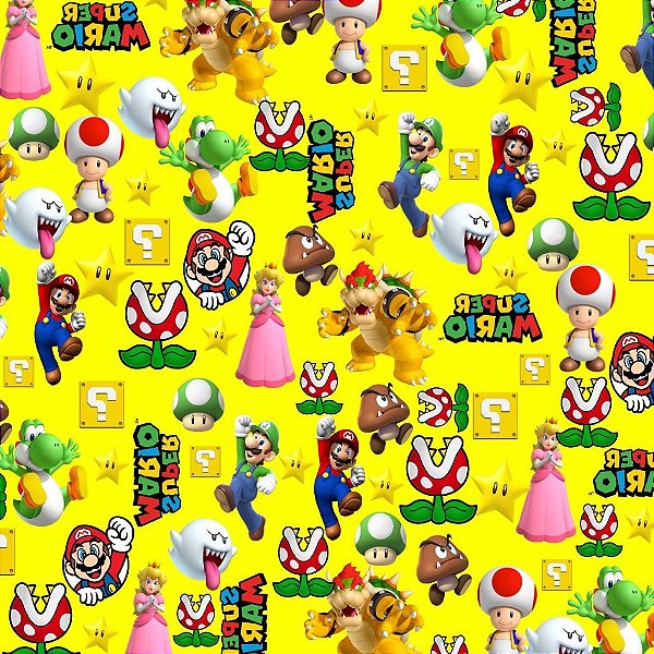 Tecido Oxfordine Estampa Digital 5m - Mario Amarelo