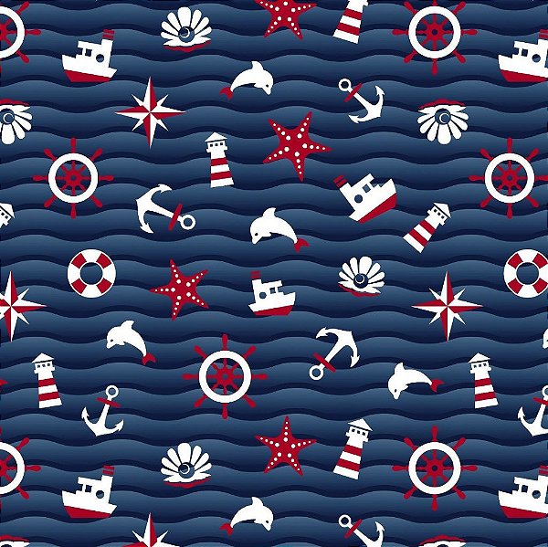 Tecido Oxfordine Estampa Digital 5m - Marítimo