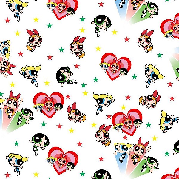 Tecido Oxfordine Estampa Digital 5m - Meninas Super Poderosas Branco