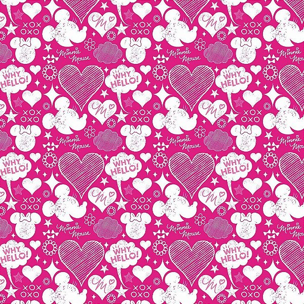 Tecido Oxfordine Estampa Digital 5m - Mickey e Minnie Coração