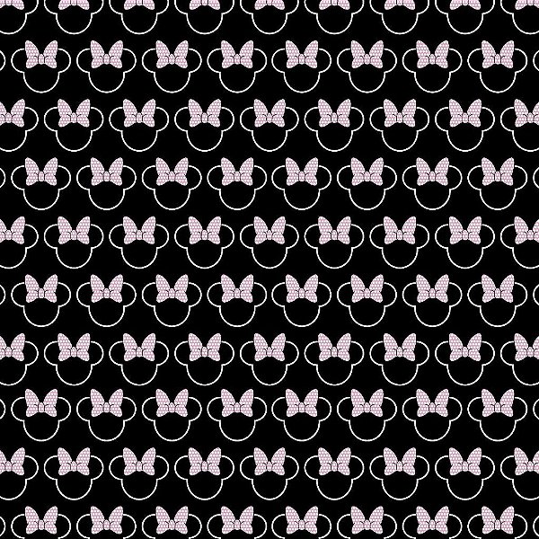 Tecido Oxfordine Estampa Digital 5m - Minnie Laço Fundo Preto