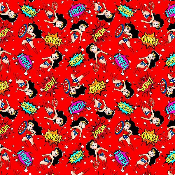 Tecido Oxfordine Estampa Digital 5m - Mulher Maravilha Bebê