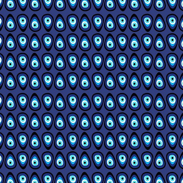 Tecido Oxfordine Estampa Digital 5m - Olho Gota Fundo Azul Royal