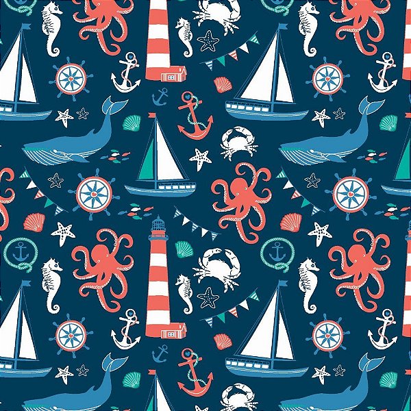 Tecido Oxfordine Estampa Digital 5m- Sete Mares