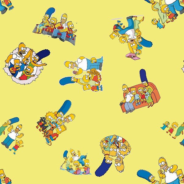 Tecido Oxfordine Estampa Digital 5m - Simpsons Fundo Amarelo