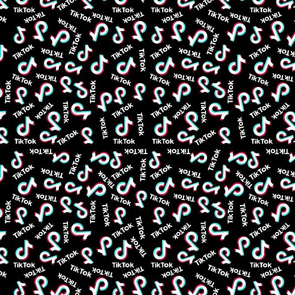 Tecido Oxfordine Estampa Digital 5m - Tik Tok Fundo Preto