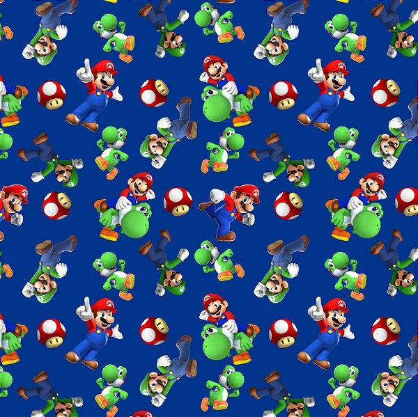 Tecido Microfibra Estampa Digital 0.50 cm - Mario Azul