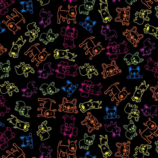 Tecido Microfibra Estampa Digital 0.50 cm - Cachorro colorido