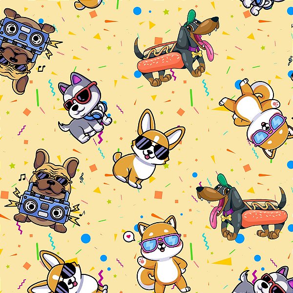 Tecido Microfibra Estampa Digital 0.50 cm - Carnaval Dog 2