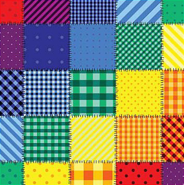 Tecido Oxfordine Estampa Digital 5m - Xadrez Retalhos coloridos