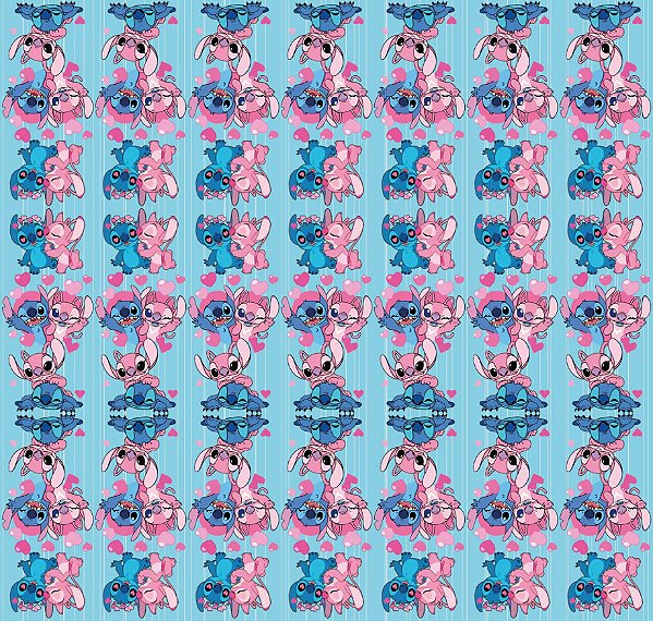 Tecido Microfibra Estampa Digital 0.50 cm - Stitch 7 Listrado Azul