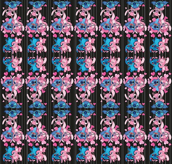 Tecido Microfibra Estampa Digital 0.50 cm - Stitch 7 Listrado Preto