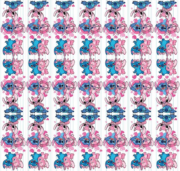 Tecido Microfibra Estampa Digital 0.50 cm - Stitch 7 Listrado Rosa e Azul
