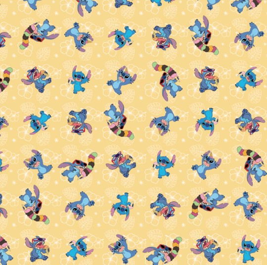 Tecido Microfibra Estampa Digital 0.50 cm - Stitch 11 / Amarelo