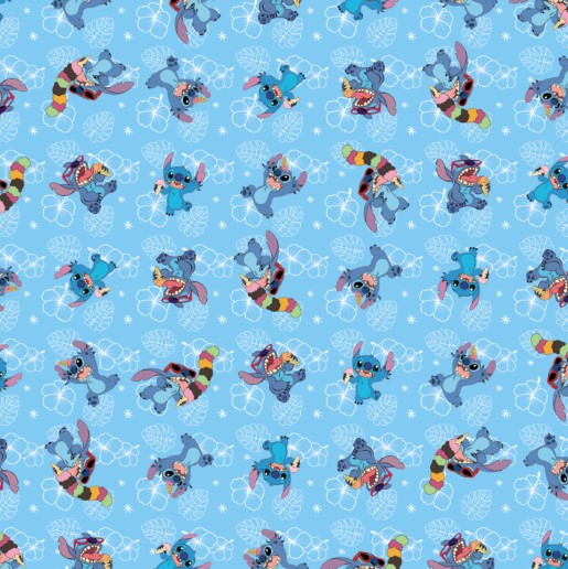 Tecido Microfibra Estampa Digital 0.50 cm - Stitch 11 / Azul